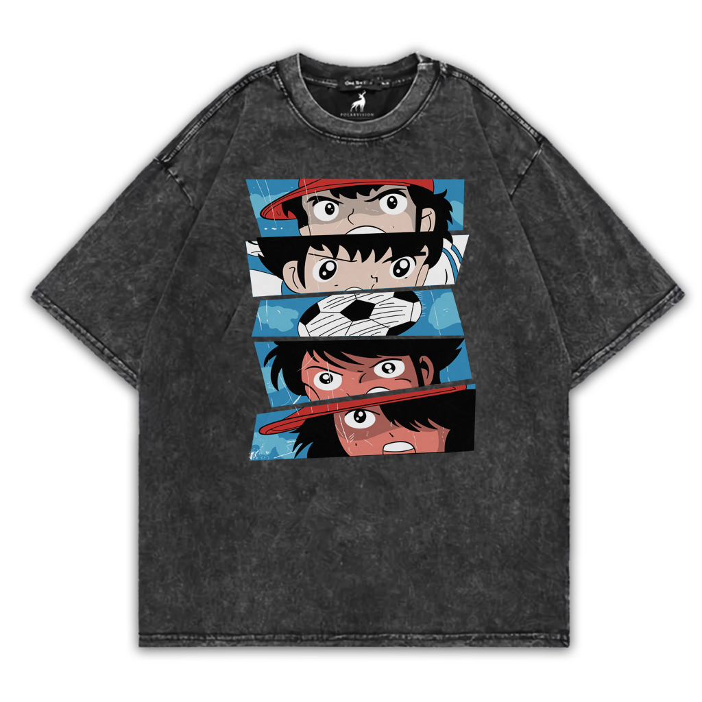 PolarVision T-shirt Washed Anime Film Kartun Tsubasa Oversize