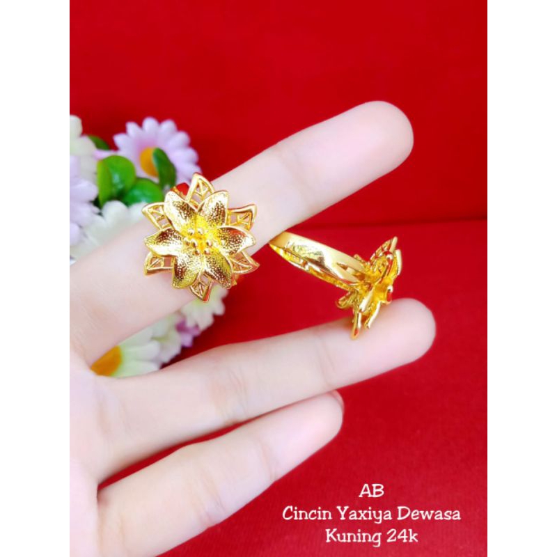 cincin bunga lapis emas 24k