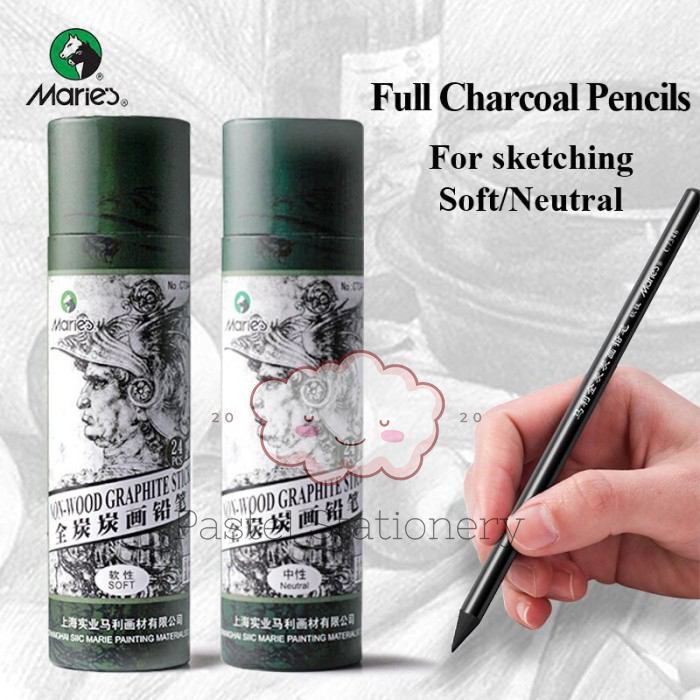 

Maries Non-Wood Graphite Charcoal Pencil Sketch - Pensil Sketsa Arang Maries