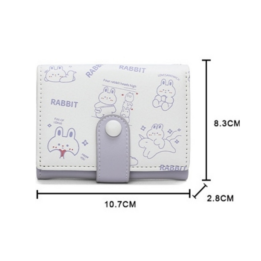 DOMPET LIPAT WANITA KOREA MINI IMPORT LILAC UNGU LUCU SLOT KARTU RESLETING UANG KOIN PENDEK THAQANA KULIT WA736P5 KECIL  REMAJA FASHION TERBARU KEKINIAN CEWEK MURAH BATAM BRANDED