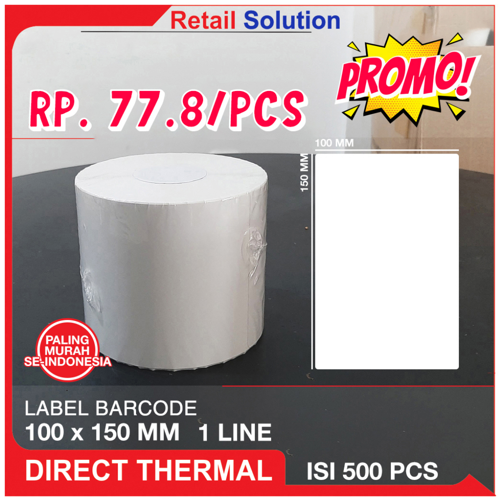 Label Thermal Resi Stiker 100x150 mm / 100 x 150 mm / 100x150mm 500pcs