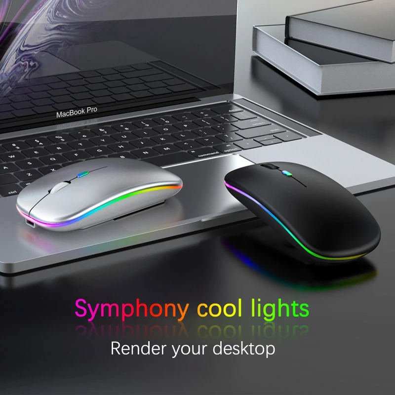 Mouse Wireless Ultra Slim Dengan Lampu LED Ergonomis Silent Click