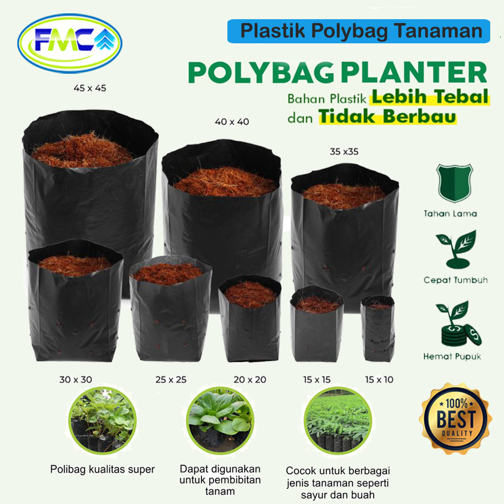 Polybag Tanaman Media Semai Plastik Tray Polibag Berkualitas Besar Sedang Kecil Pot Plastik Semai Bibit Satur Bunga Dll