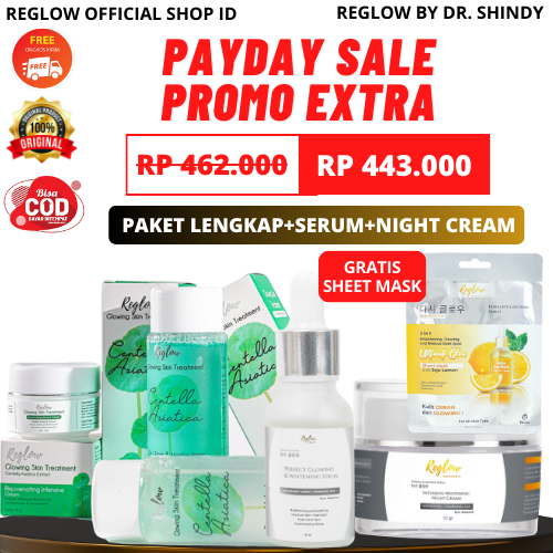 PROMO PAYDAY Reglow dr Shindy Skincare Paket Perfect Lengkap Serum Day Night Cream Facial Wash Toner Wajah Glowing BPOM