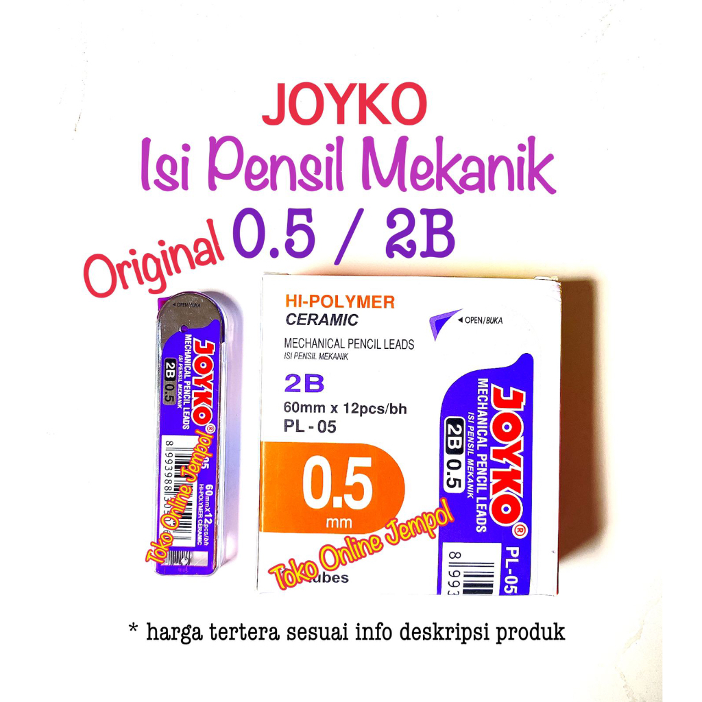 

Isi Pensil Mekanik 0.5mm 2B isi 12 leads JOYKO PL-05 mechanical pencil refill ATK1407JY