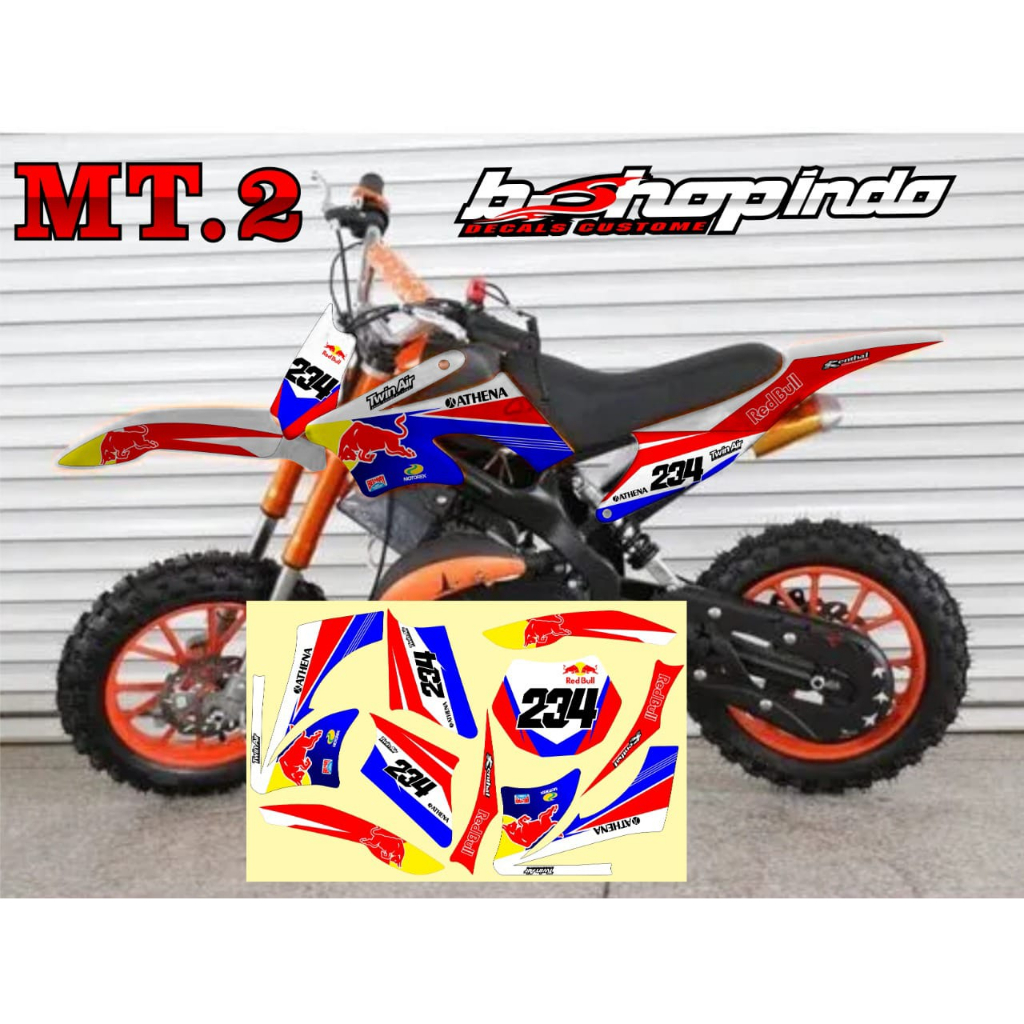 Striping stiker mini trail anak MT2 mgx variaasi motif Redbull keren