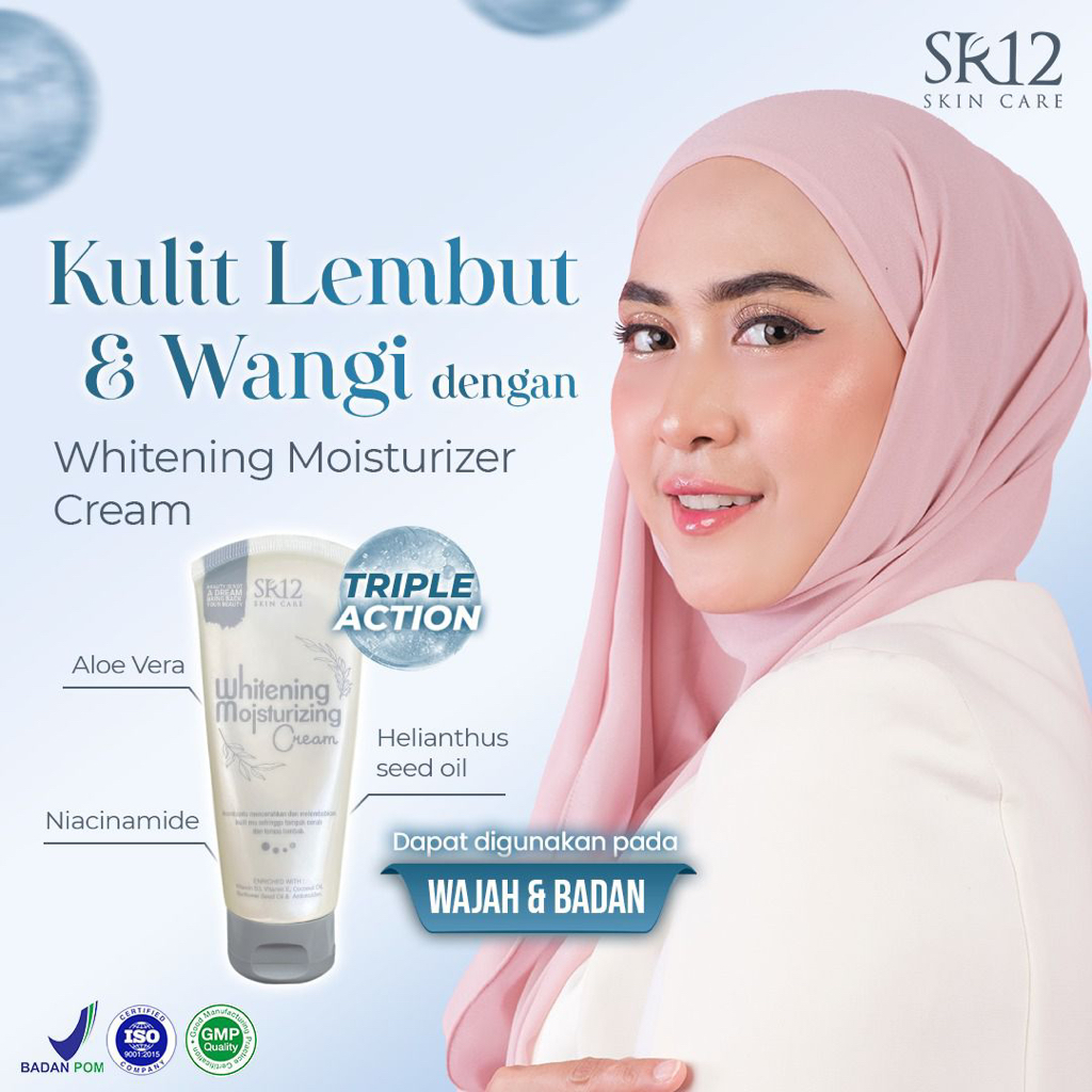 Whitening Moisturizing Cream SR12 Glowing Pelembab Pencerah Tubuh dan Wajah UV Filter 100 ml