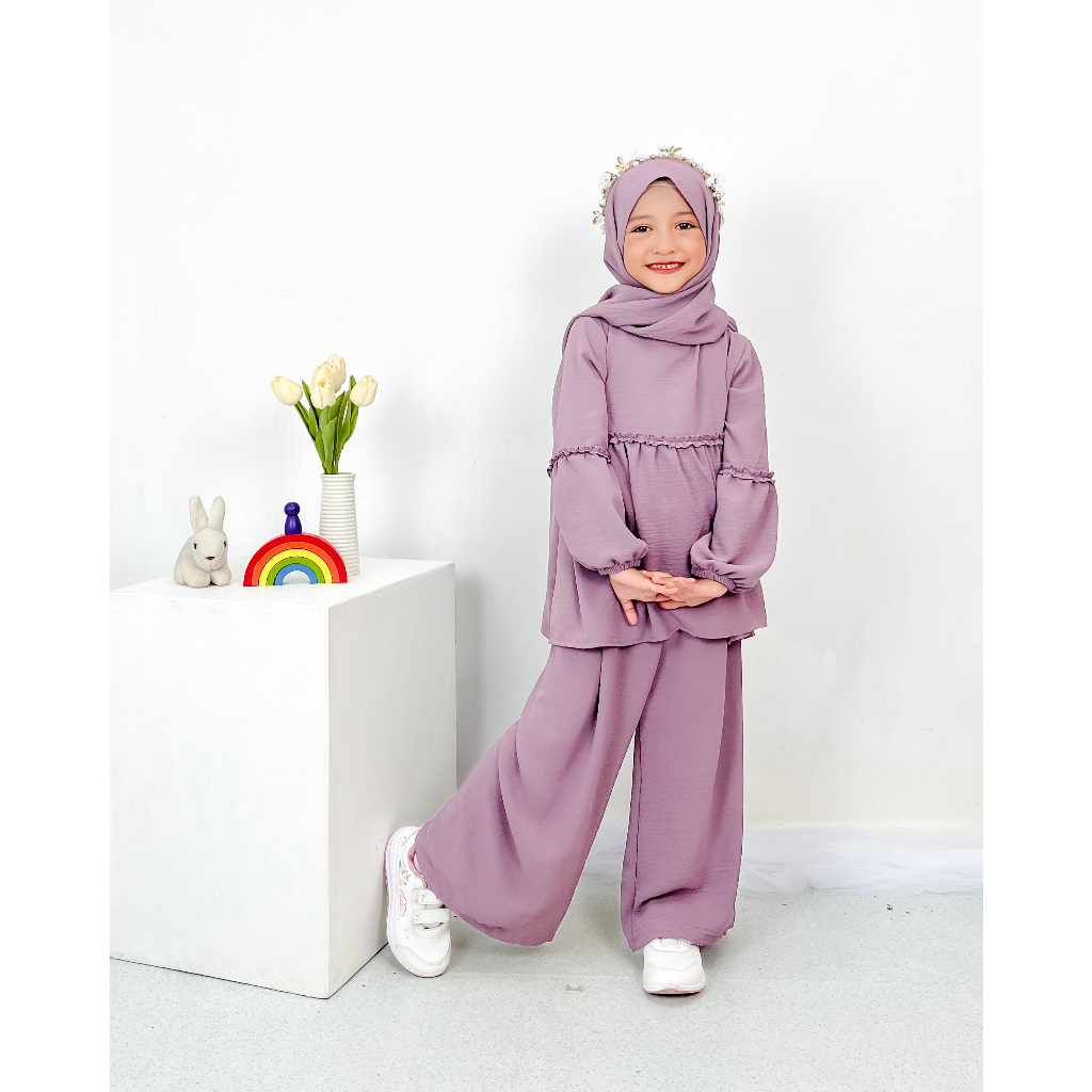 Baju Setelan Anak Perempuan 3-8 tahun - Haura Set 3 in 1 Crinkle