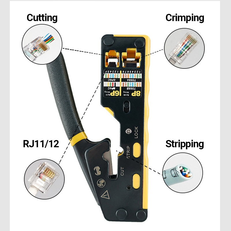 Alat Crimping RJ45 Pass Through Cutter for CAT6 CAT5 CAT5E - 6088 - Black