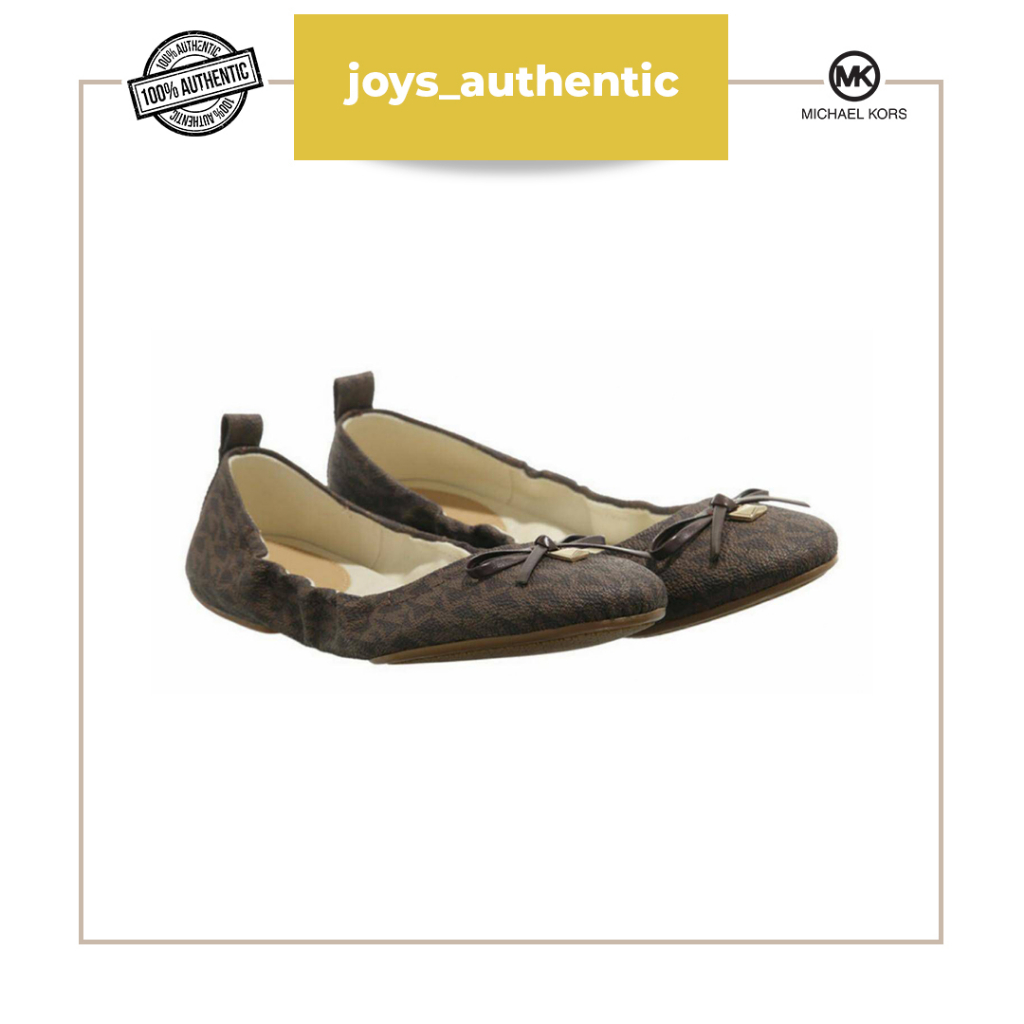 Sepatu Wanita Michael Kors Juliette Ballet Flat Monogram Coklat Brown Woman Shoes Authentic Original