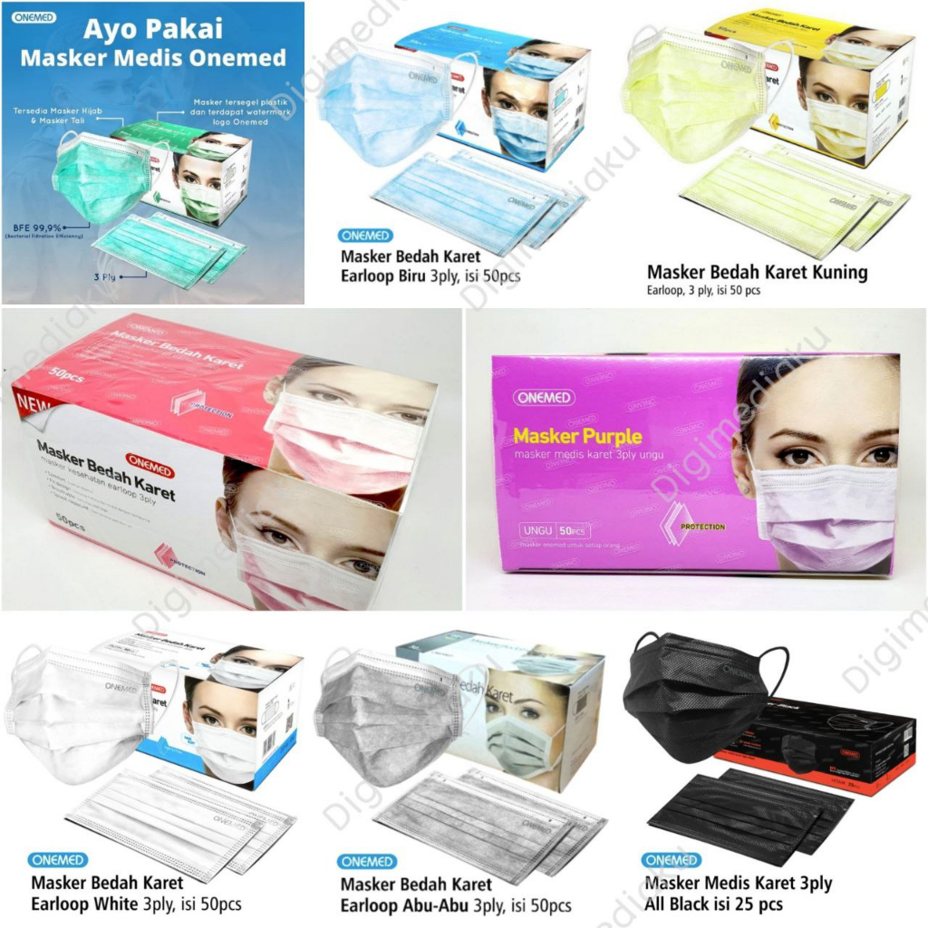 Masker Medis 3 Ply Onemed Earloop Masker Medis Onemed 3ply