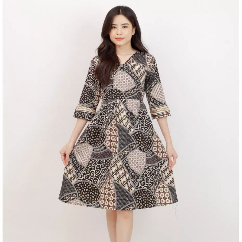 DRESS BATIK WANITA FASHION STRETCH A011-0200 PHX - BAHAN STRETCH