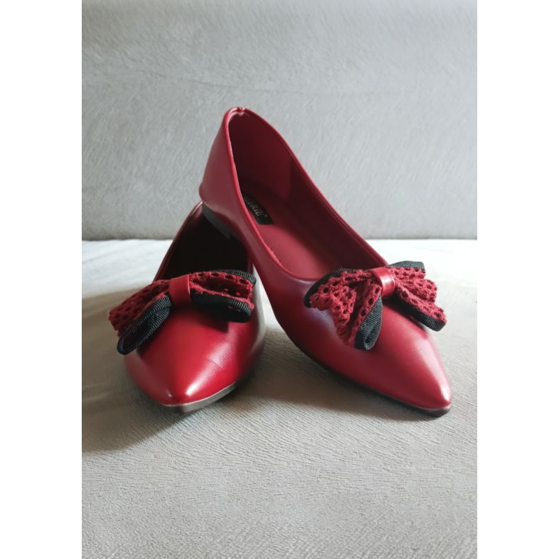 Flatshoes Valerie Merah/Sepatu kulit/ sepatu pesta