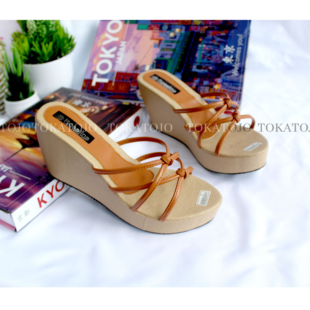 Sandal Wedges Wanita terbaru Kekinian Sandal Wanita korea tali silang Cantik