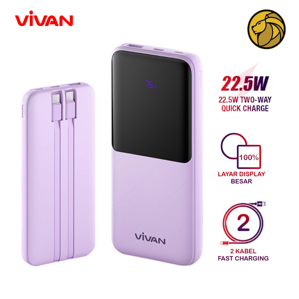 Power Bank Vivan 10000 Mah LED Display Pengisian Cepat 22,5W Quickcharge PD3.0 VOOC Kompatibel dengan Semua Jenis Smartphone