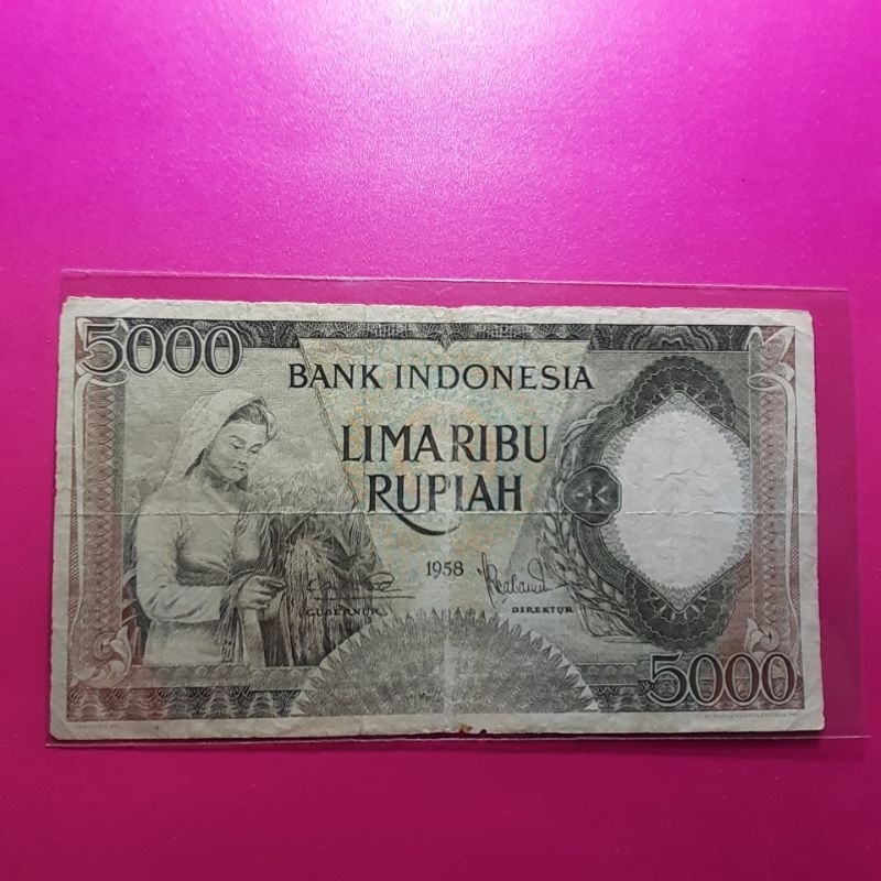 uang kuno 5000 rupiah pekerja tahun 1958