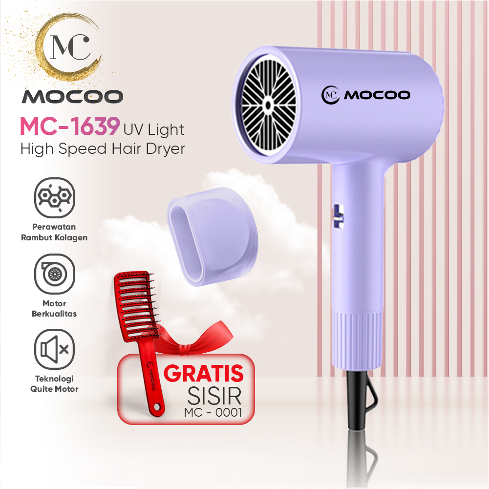 MOCOO Hair Dryer High Speed Pengering Rambut Hari Dryer Negative Ion Hair Protection Quick Drying MC-1639