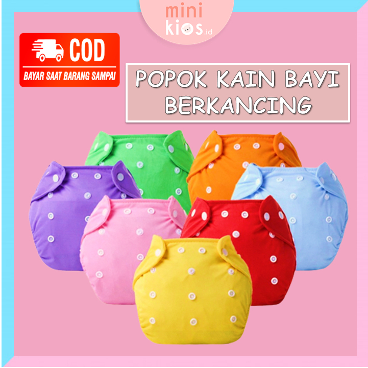 Popok Kain Bayi Berkancing Warna Polos / Popok Kain Bayi Dapat dicuci