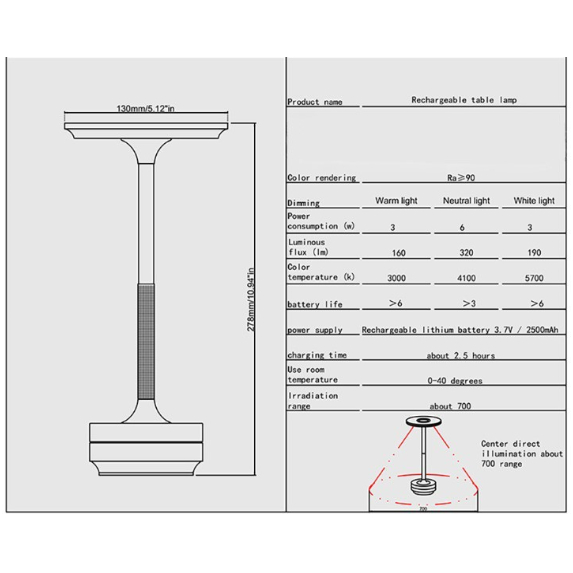 Lampu Meja Hias Desk Lamp Restaurant Bar USB 3 in 1 Color Rechargeable