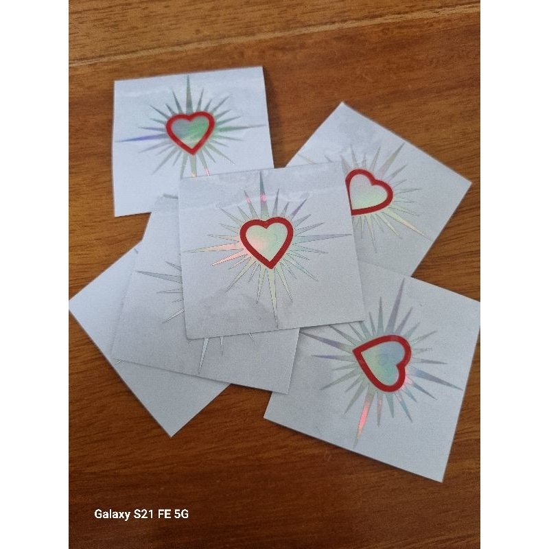 

stiker psht cutting hologram stiker logo hati bersinar full 5 cm