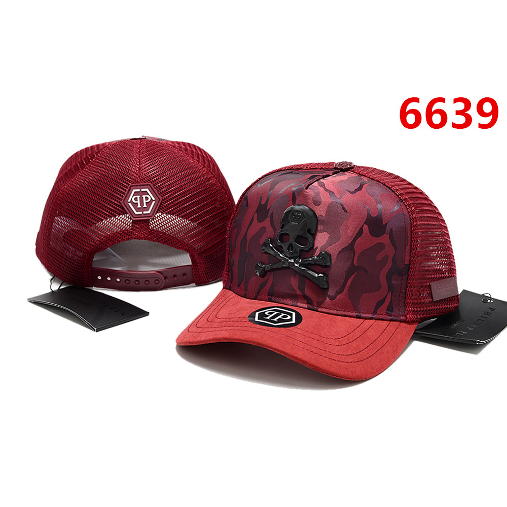 Topi Trucker PP Philipp Plein Jaring Skull Logo Tengkorak Red Merah Premium Branded IMPORT