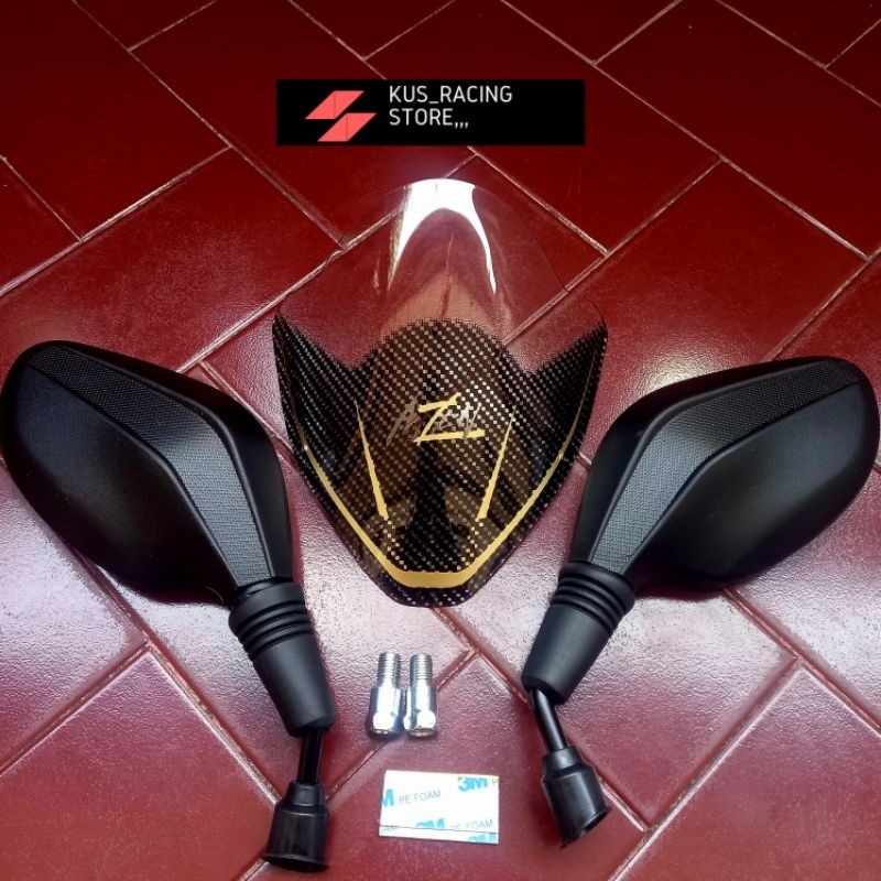 Paket Variasi Visor Carbon List Plus Spion Click Thailand Hitam polos PNP All New Honda Vario 125 15