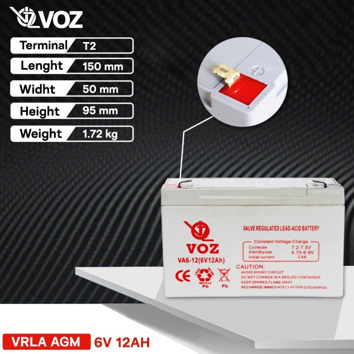 Voz Baterai VRLA 6V 12 Ah | Baterai Mainan Aki