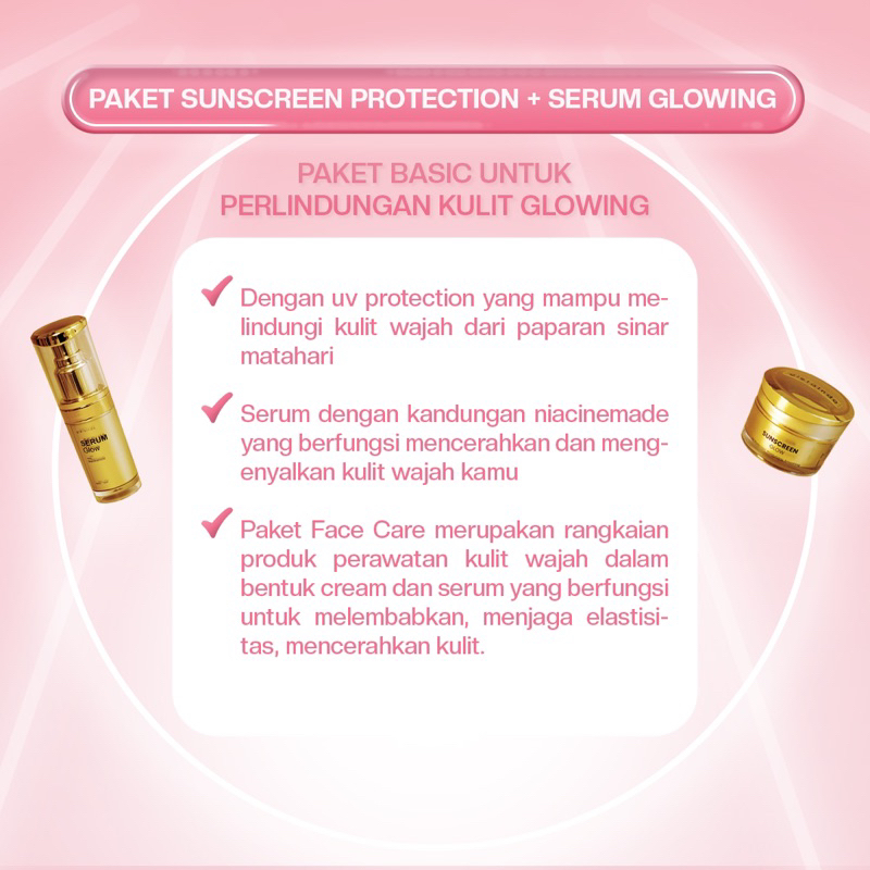 Paket Sunscreen + Face Serum Glowing Pemutih Wajah