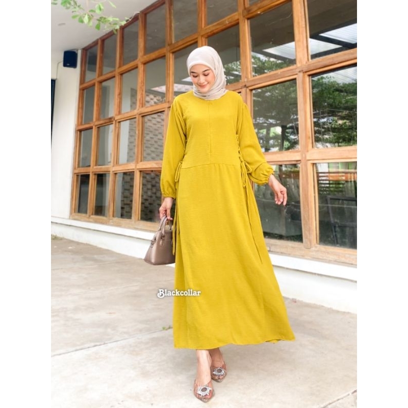 Gamis crinkle airflow polos drees muslim wanita  dewasa elegan simple busui terbaru