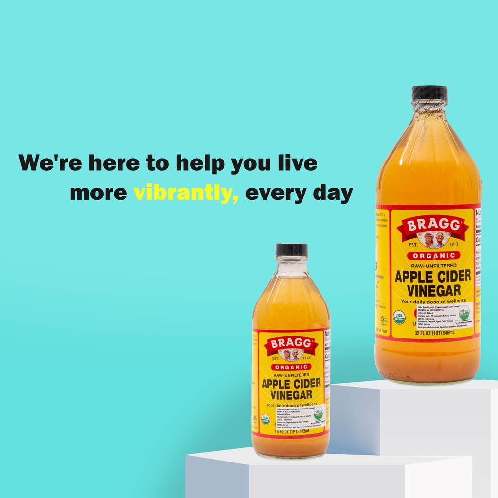 

Bragg Organic Raw Unfiltered Apple Cider Vinegar 946 ml 0RIGINAL GARANSI RESMI 100%