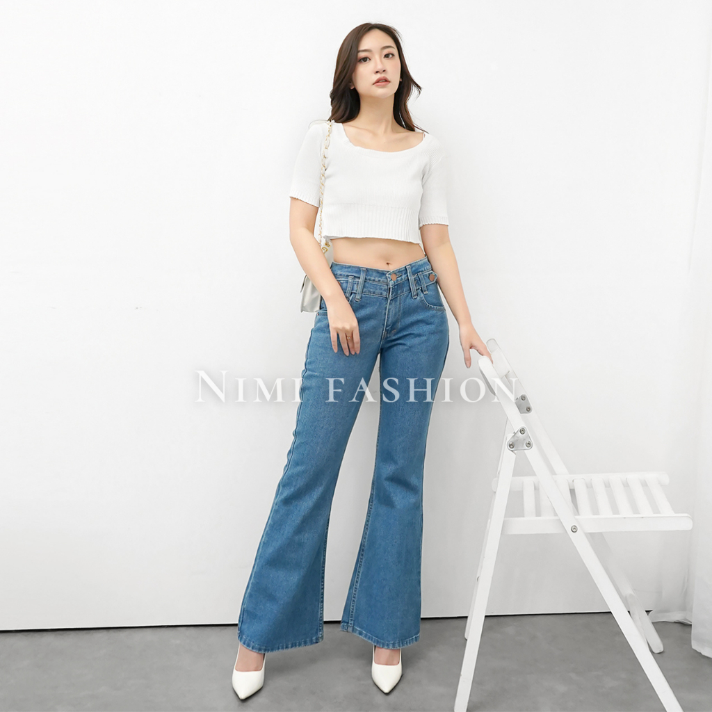 NIMI - Jeans Cutbray Highwaist Celana Hw Loose Jeans Valen