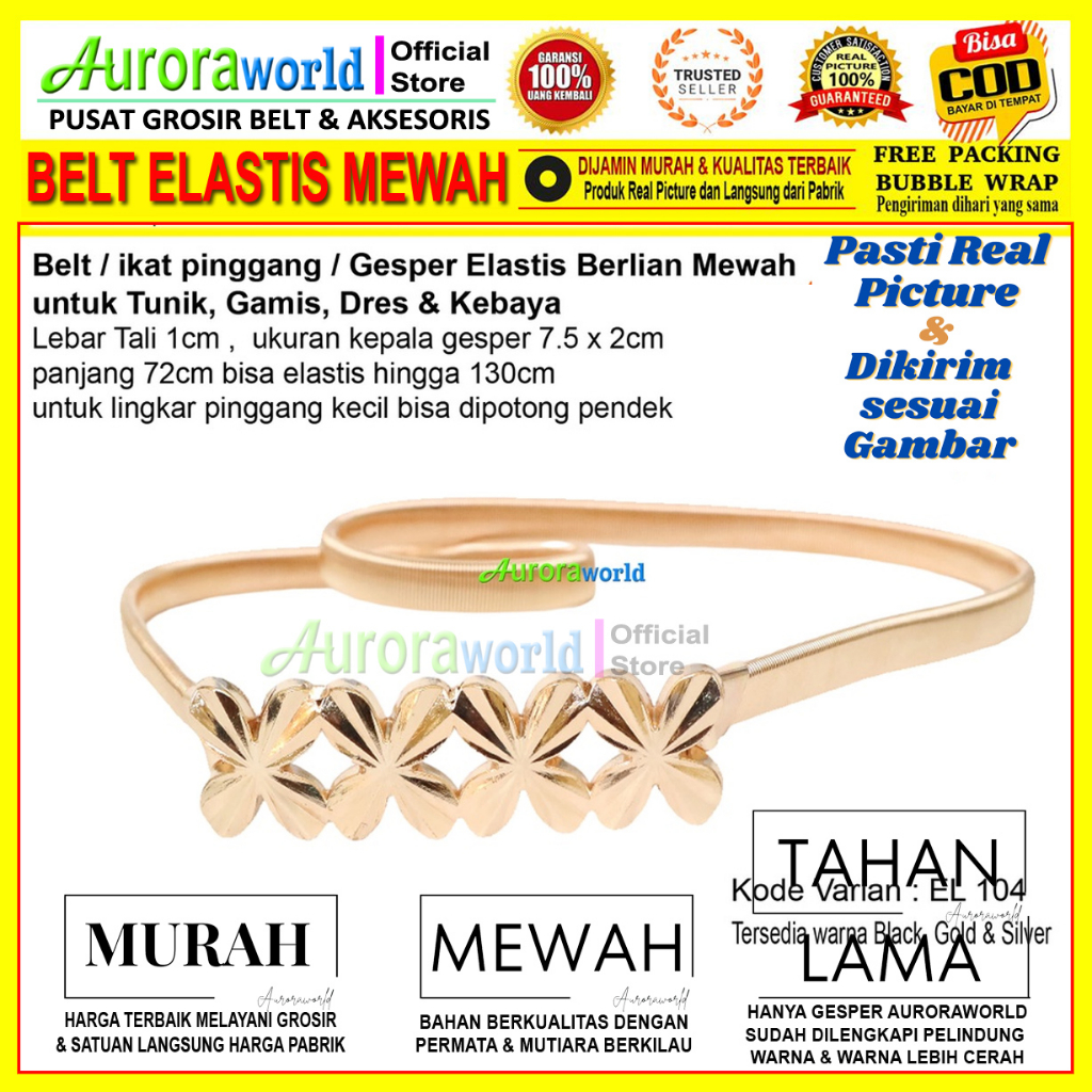 Auroraworld belt cewek elastis gesper fashion wanita terbaru elastis ikat pinggang wanita