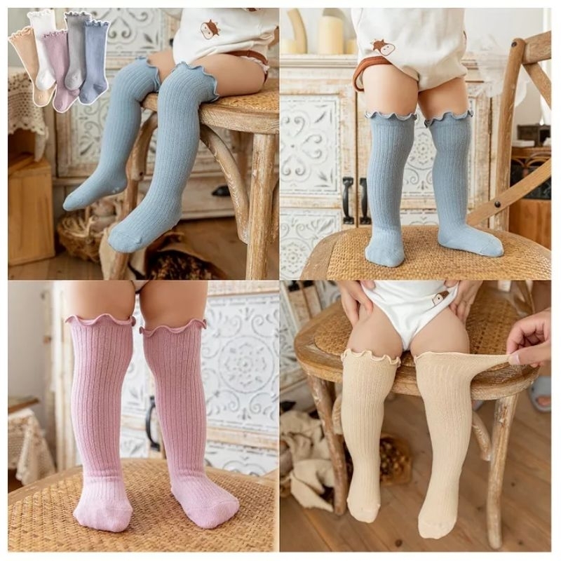 Kaos Kaki Bayi dan Anak Imut Lucu Rajut Katun Halus Import Panjang Selutut