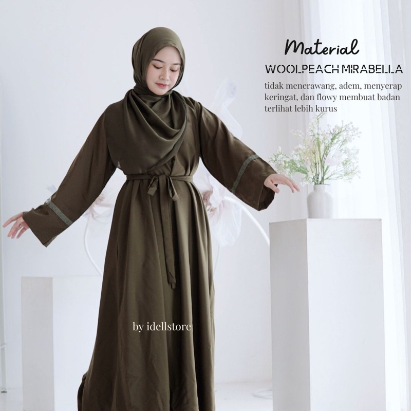 Alea Basic abaya Khansa Mariska x Idellstore • Abaya Premium Renda Adem Terbaik Gamis daily