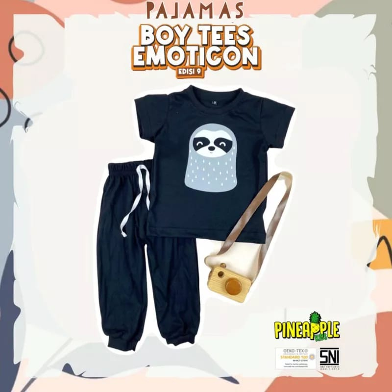 PAJAMAS TEES EMOTICON ANIMAL SETELAN JOGER ANAK 1-5 tahun Setelan Anak LakiLaki