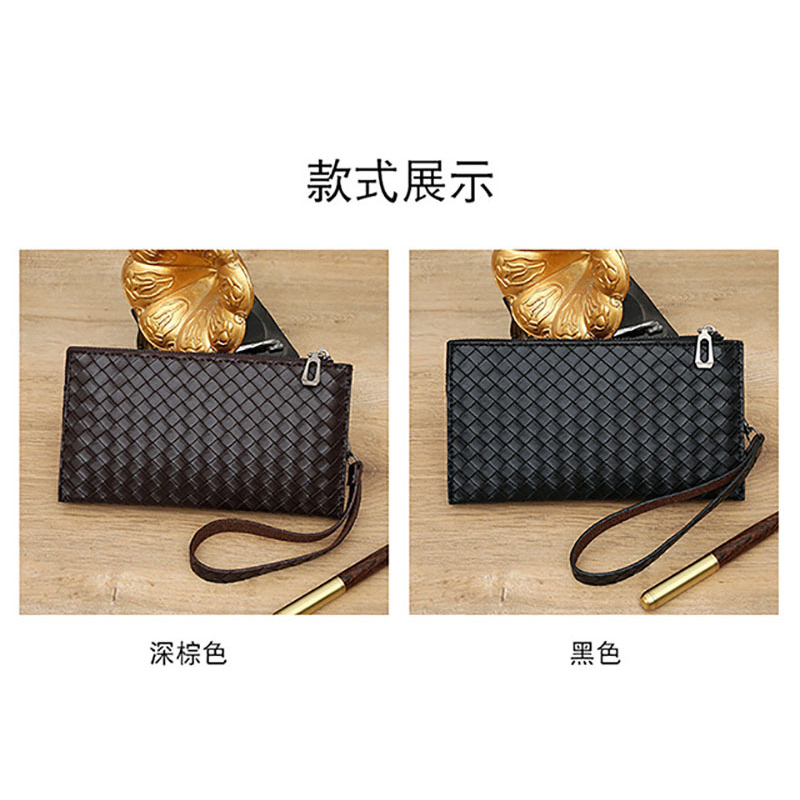 ASIN829 Dompet Panjang Pria Dompet Tenun Bertekstur Kulit Pria Ritsleting Gaya Kopling 1629 Dompet Fashion Dompet Bisnis Pria