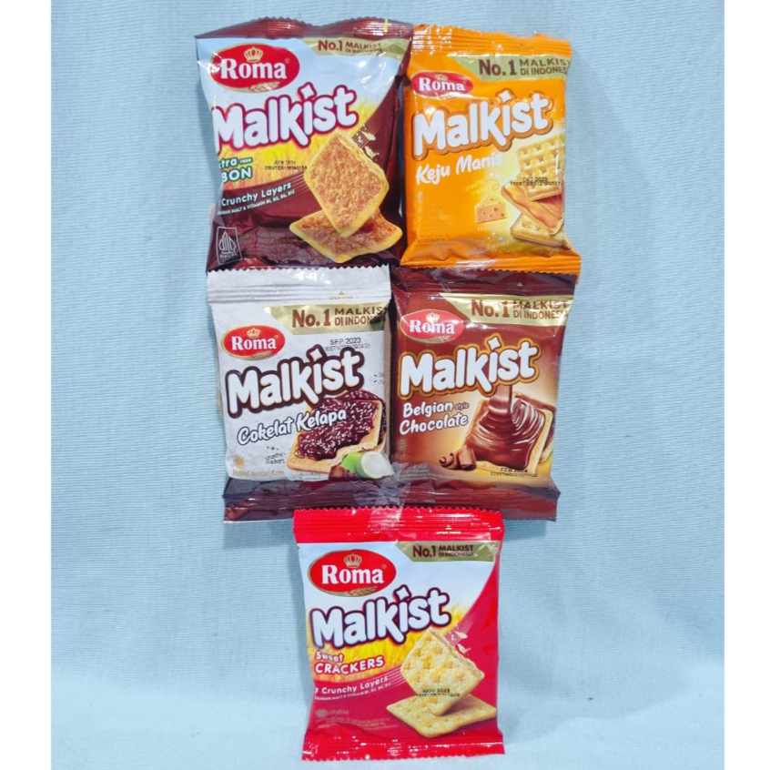 

Roma Malkist Crackers / Abon / Keju Manis / Belgian Chocolate / Cokelat Kelapa (1 Renteng isi 10 Pcs)