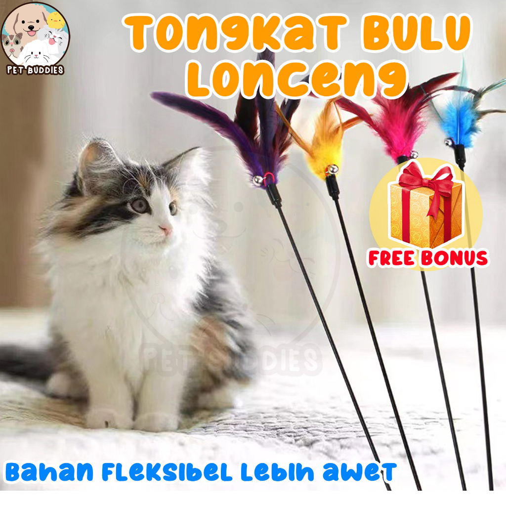 Mainan Stik Kucing Tongkat Bulu Lonceng