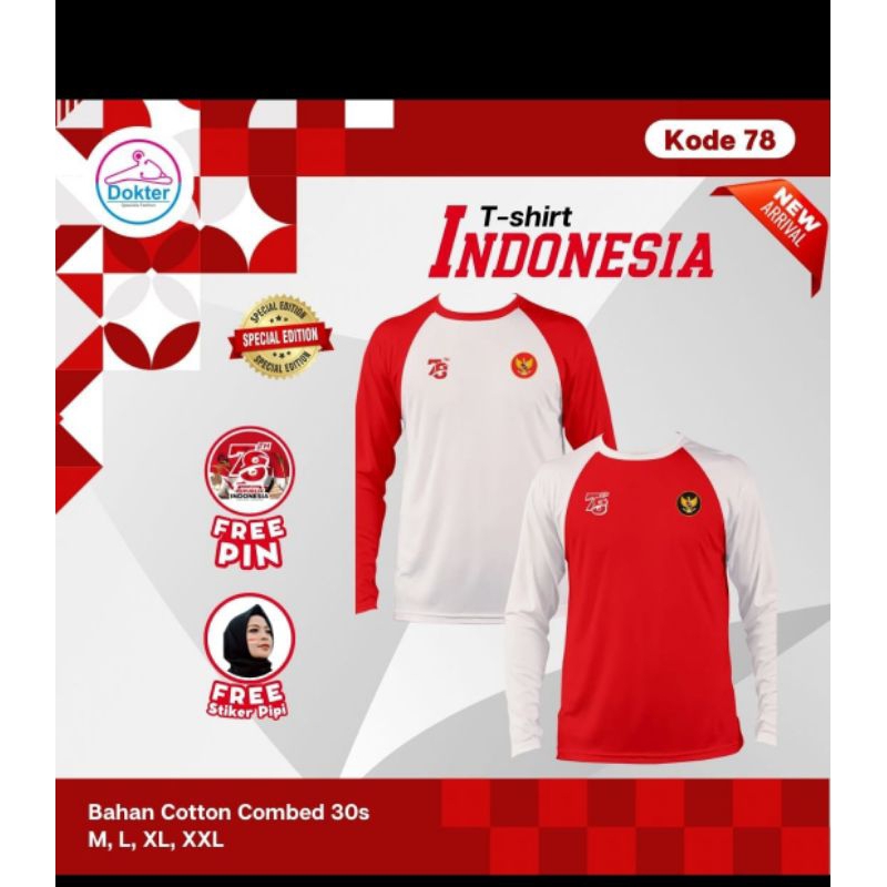 T-Shirt Indonesia Merah Putih/ Kaos Merah Putih Pria Wanita