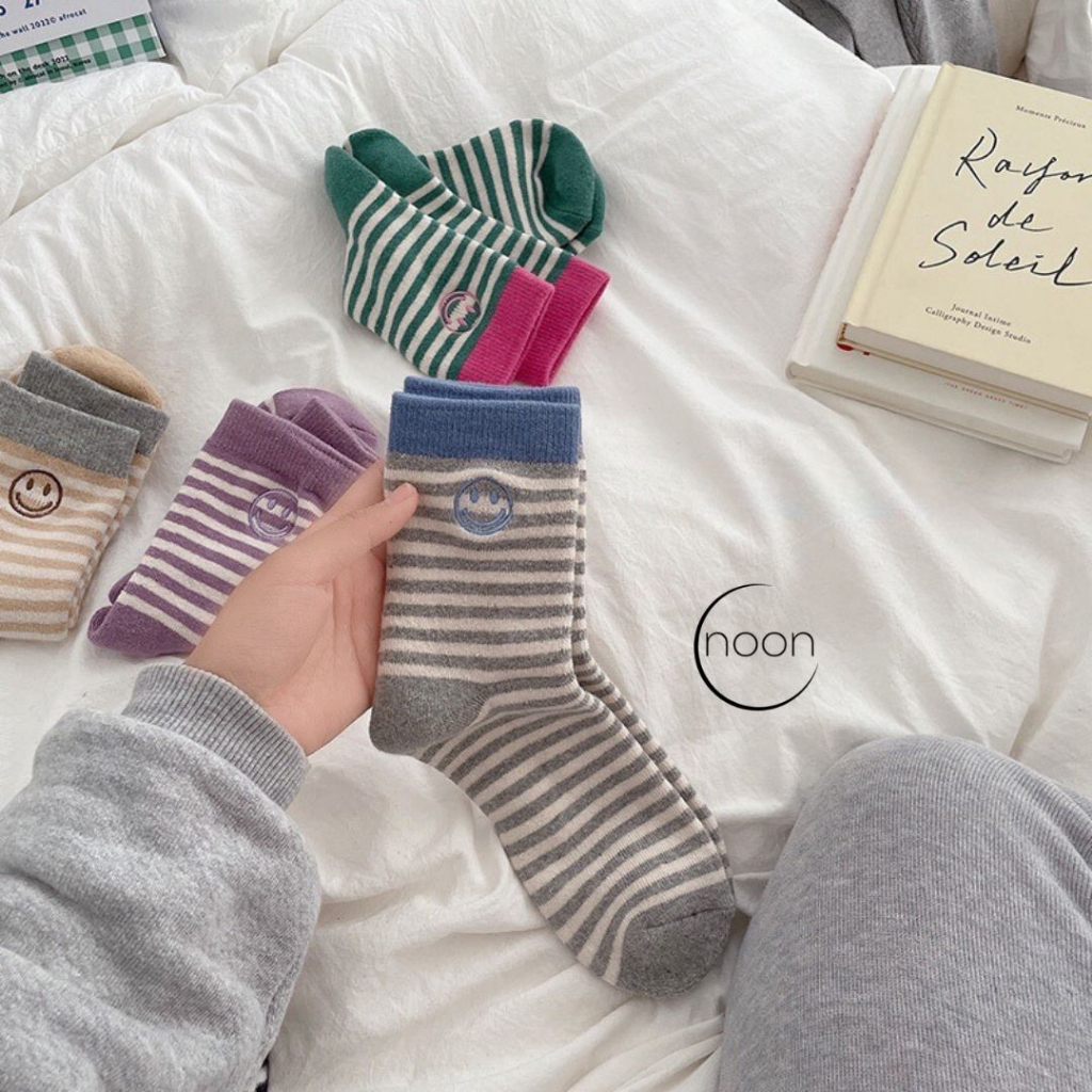 NOON ( say 'sleeep!' / '잠!' ) Kaos Kaki Tidur Tebal Hangat Winters Socks Panjang Sebetis Wanita Korea Motif Lucu Anti Slip Korean Bulu Style Polos SMA Yoga Miniso Muslimah Sekolah Korea Olahraga Perempuan Motif Imut Import Grosir Lusinan Murah