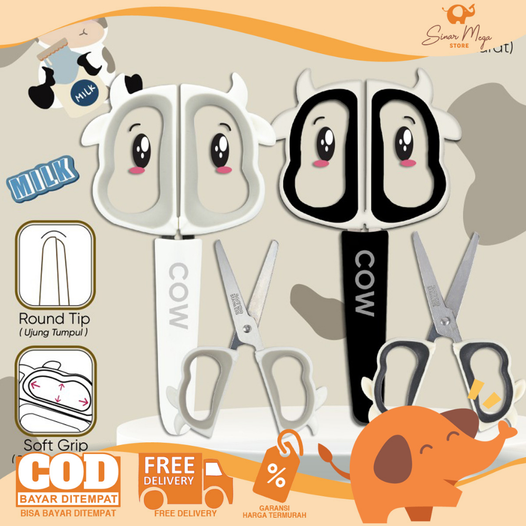 

Joyko Gunting SC-28 / Gunting Scissors Gambar Cow / Gunting Mini Stainless Steel / Scissors with Cover