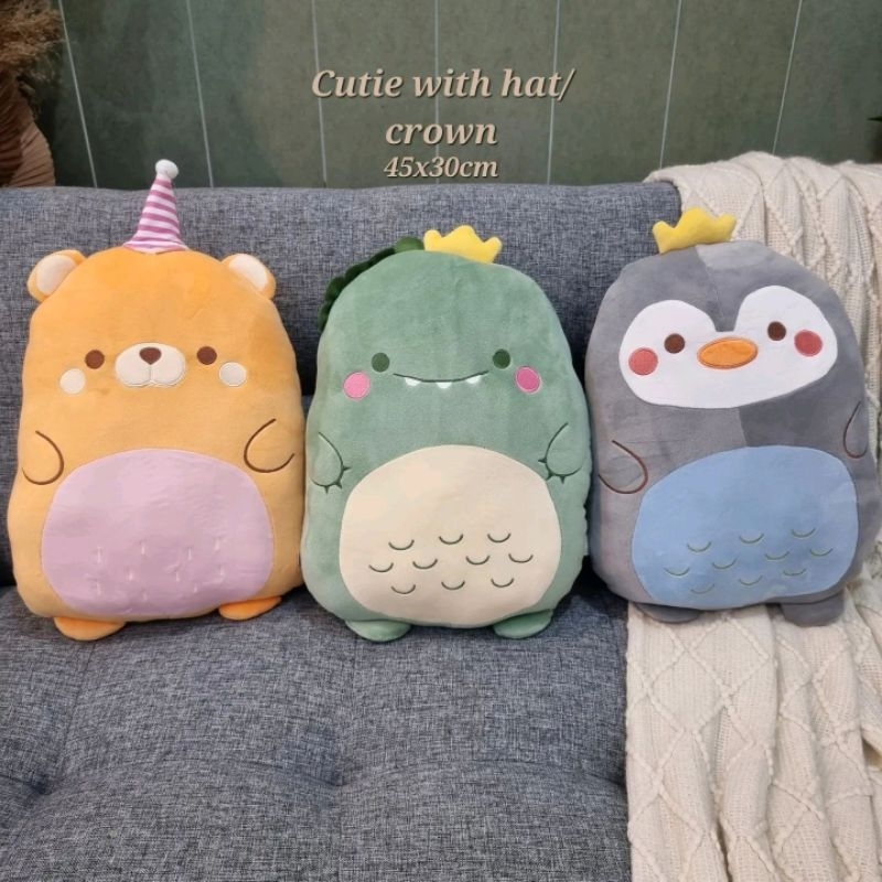 BONEKA ANIMAL CUTIE DINO PENGUIN BEAR CROWN HAT