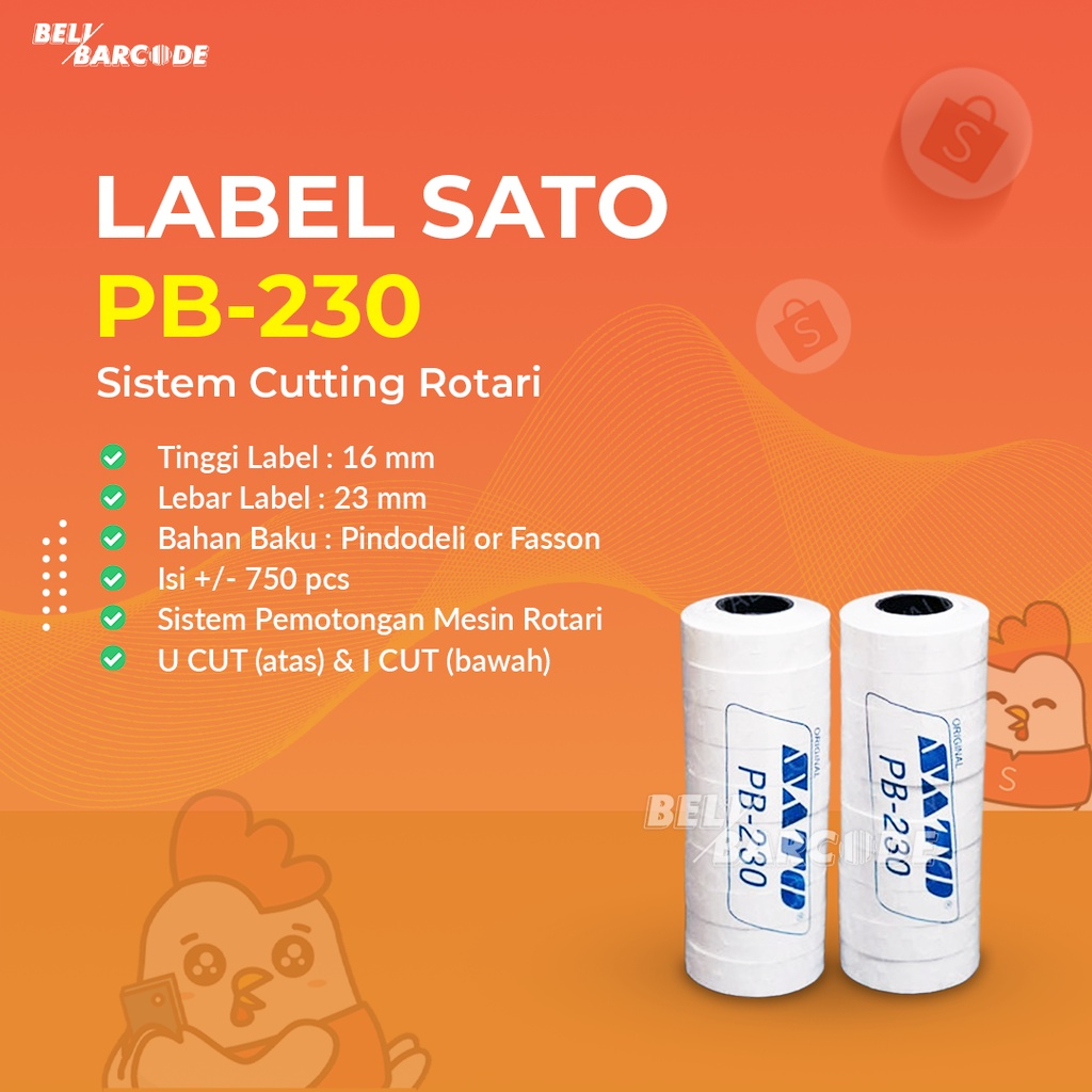 LABEL SATO KUNING POLOS PB230 - PB 230