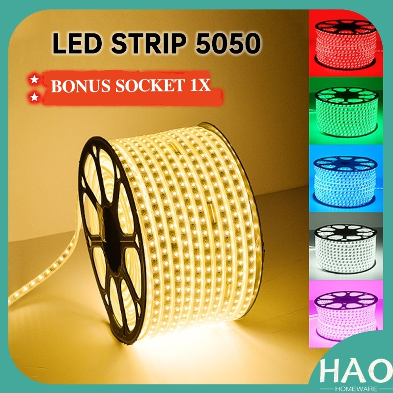 LAMPU LED STRIP SELANG 5050 SMD AC 220V METERAN (1 M-100M)