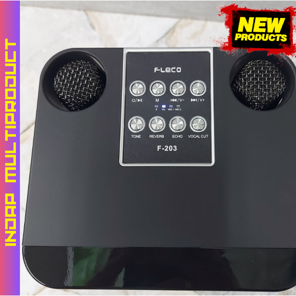 Speaker Bluetooth Fleco F-203 Gratis Double Microphone Karaoke