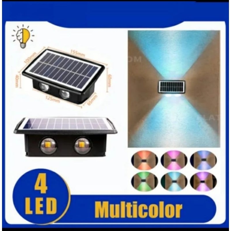 Lampu dinding taman tenaga Surya matahari 4 Led RGB motor variasi lampu terang cahaya lampu