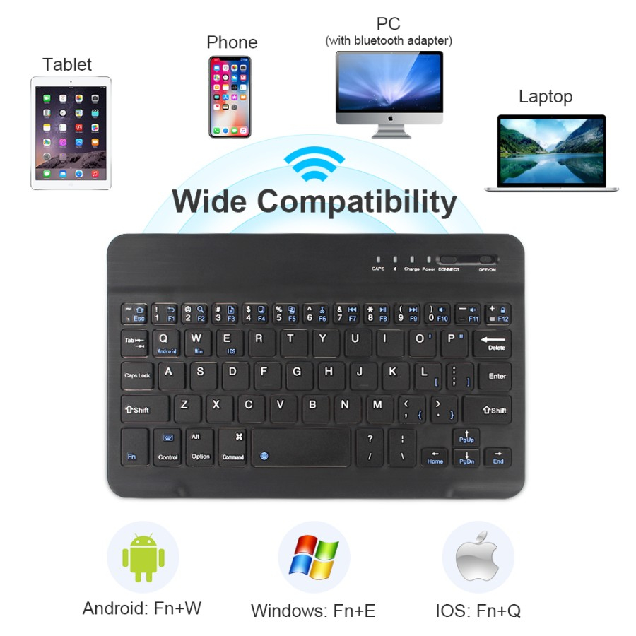 Wireless Keyboard Koneksi Bluetooth Keyboard Biasa / Trackpad Touchpad Untuk Tablet Ipad Android Phone