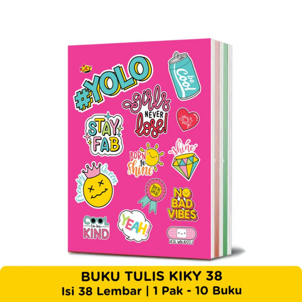 

Buku Tulis KIKY 38 Lembar Per Pack Isi 10 Pcs