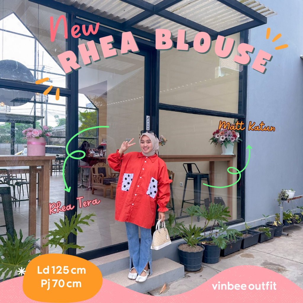 Vinbee - Rhea Blouse - Kemeja Wanita Pocket Polka Katun Poplin