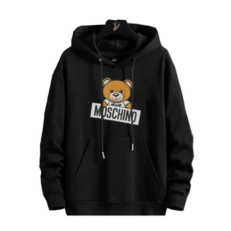 Hoodie pria Hoodie Moschino Hoodie Hitam Simple Astetic
